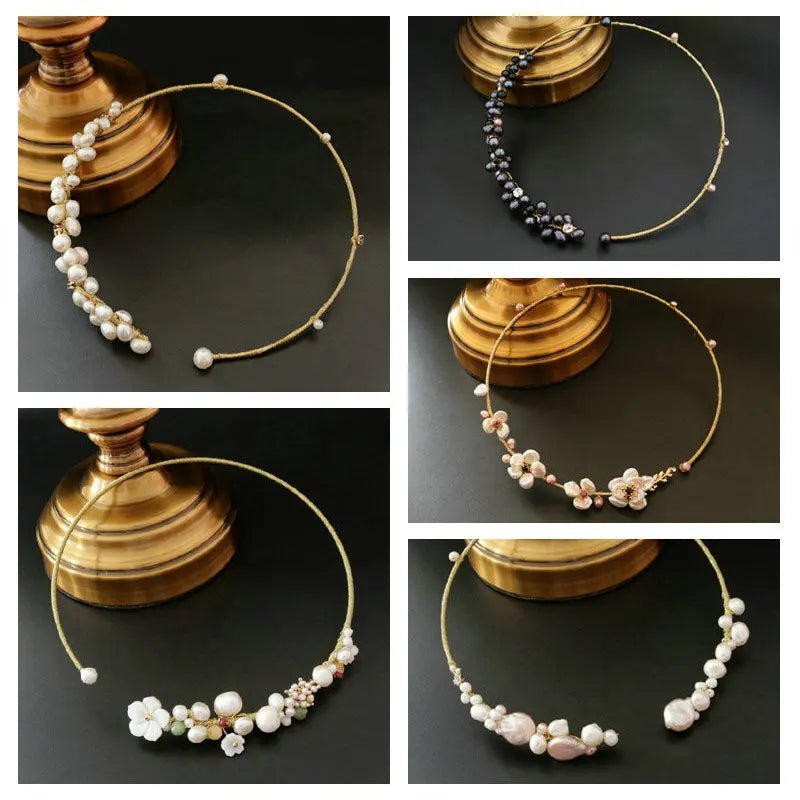 Original design handmade natural freshwater pearl Elegant choker necklace for Women Bridal wedding jewelry - Luzilly Bridal & Apparel