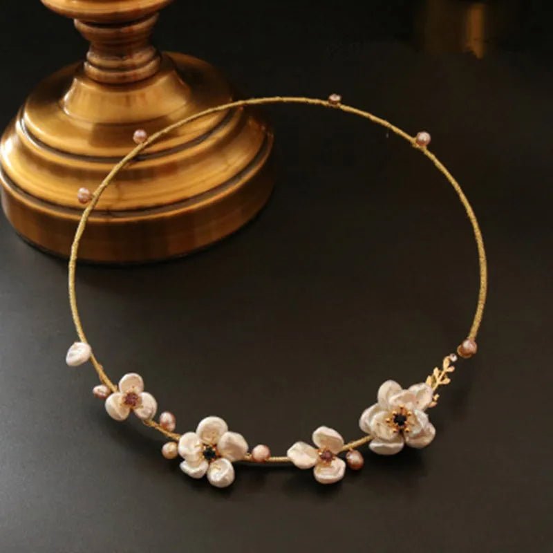 Original design handmade natural freshwater pearl Elegant choker necklace for Women Bridal wedding jewelry - Luzilly Bridal & Apparel