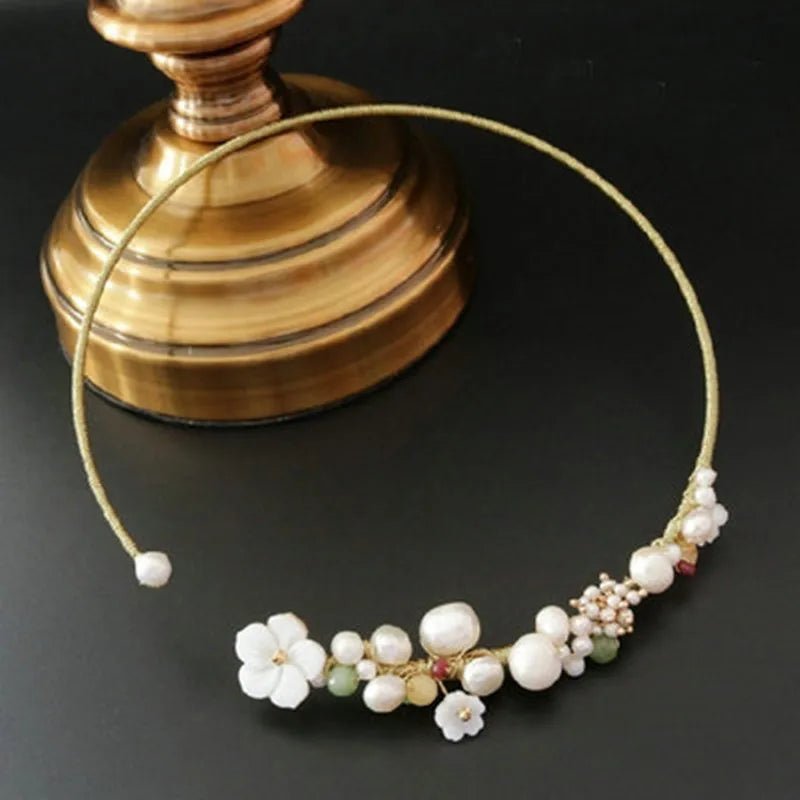 Original design handmade natural freshwater pearl Elegant choker necklace for Women Bridal wedding jewelry - Luzilly Bridal & Apparel