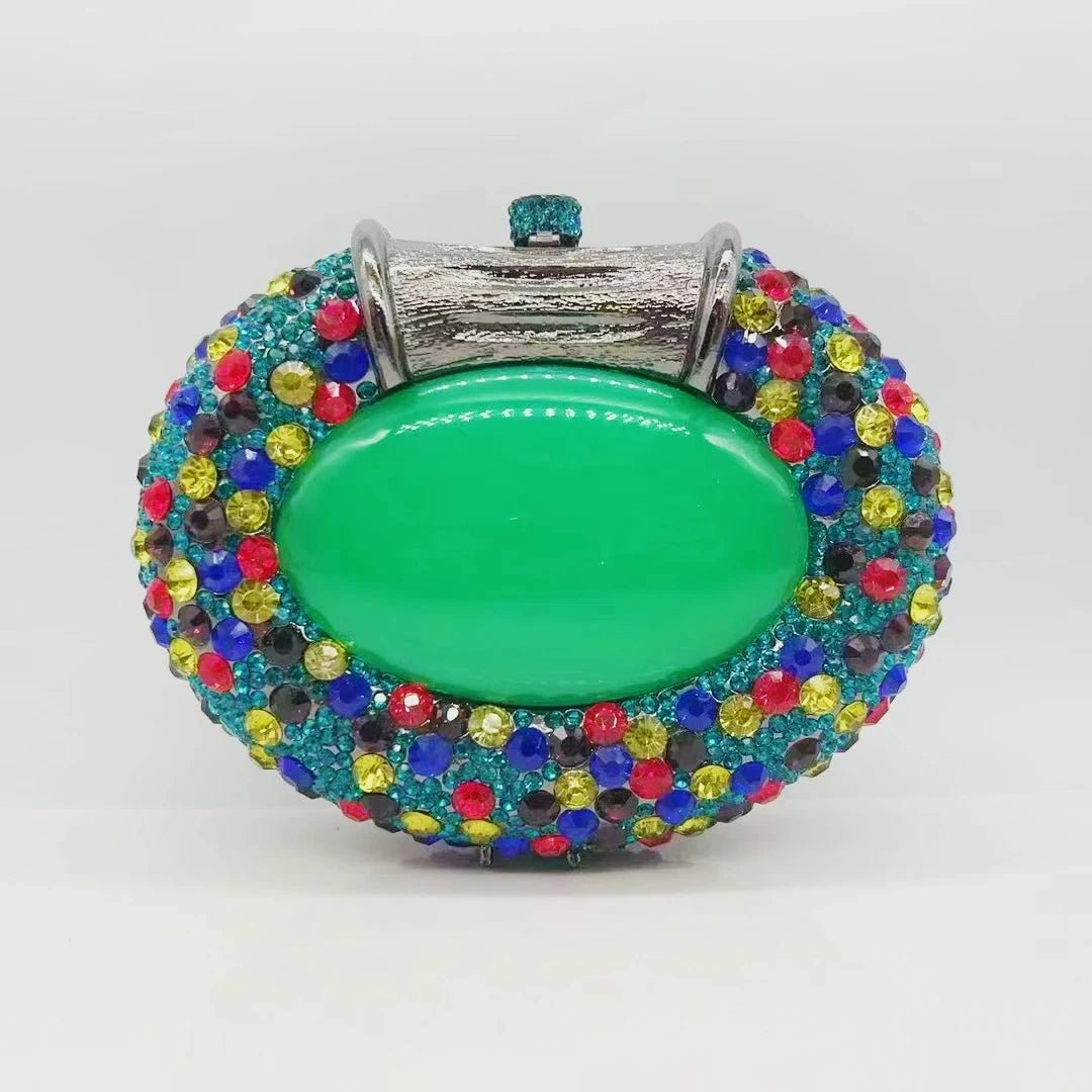Oval Crystal Bridal Clutch - Luzilly Bridal & Apparel