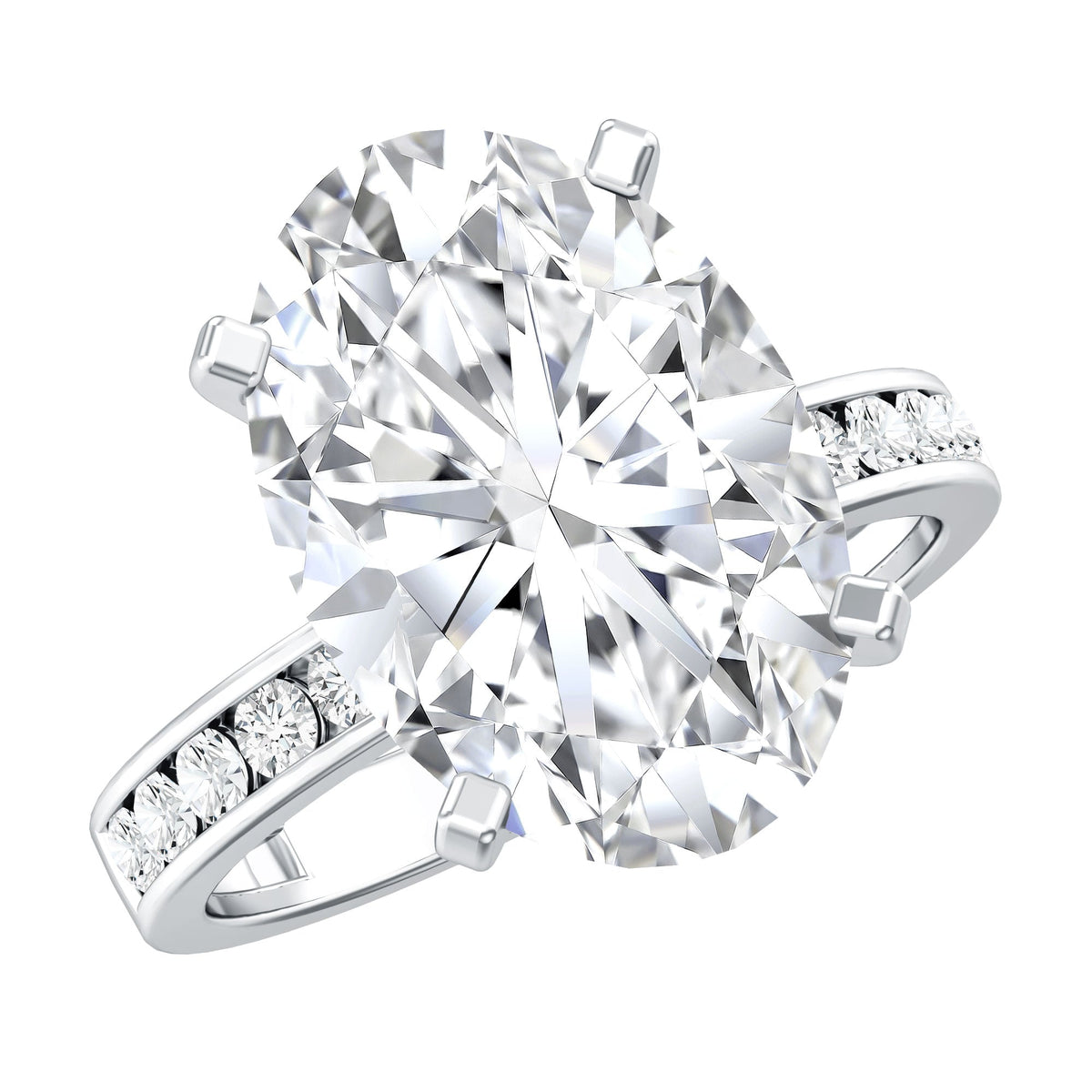 Oval Cut 5 Carat Lab Grown Diamond Big Engagement Ring with IGI Certificate - Luzilly Bridal & Apparel