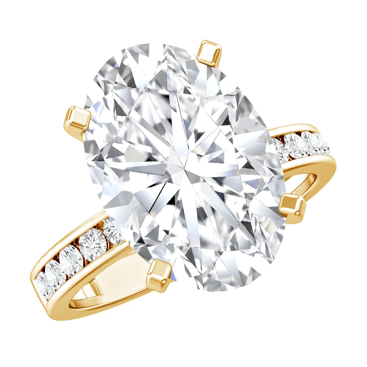 Oval Cut 5 Carat Lab Grown Diamond Big Engagement Ring with IGI Certificate - Luzilly Bridal & Apparel