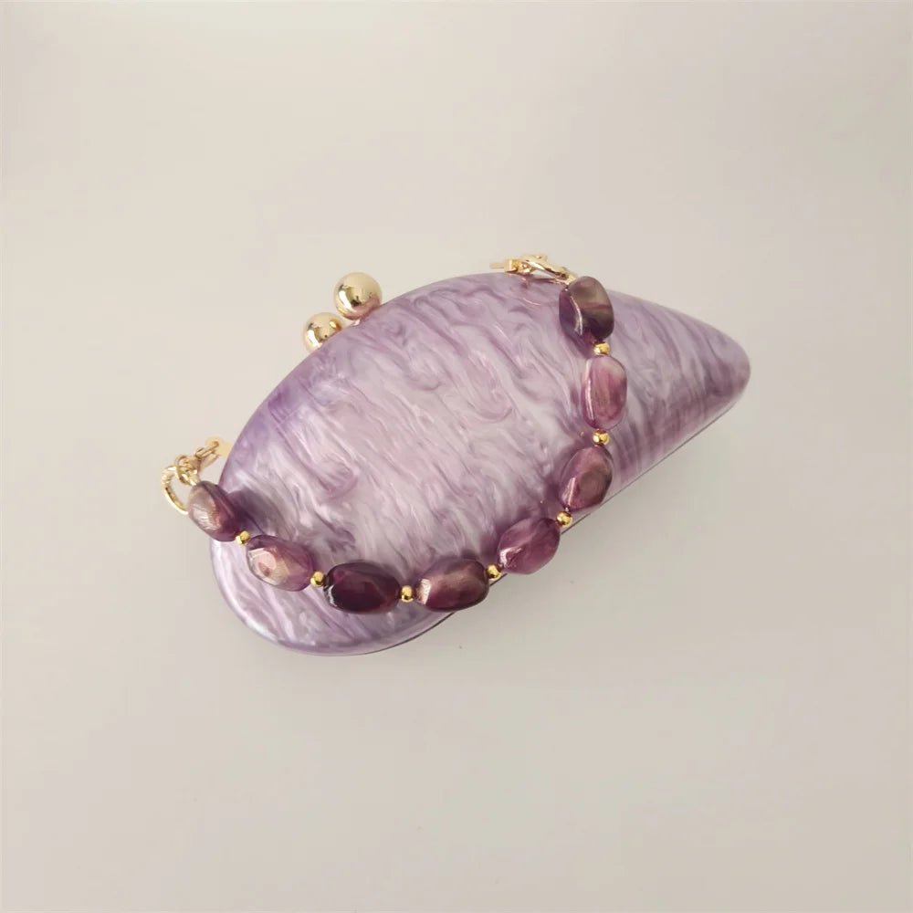 Oval Shell Acrylic Crossbody Clutch - Luzilly Bridal & Apparel