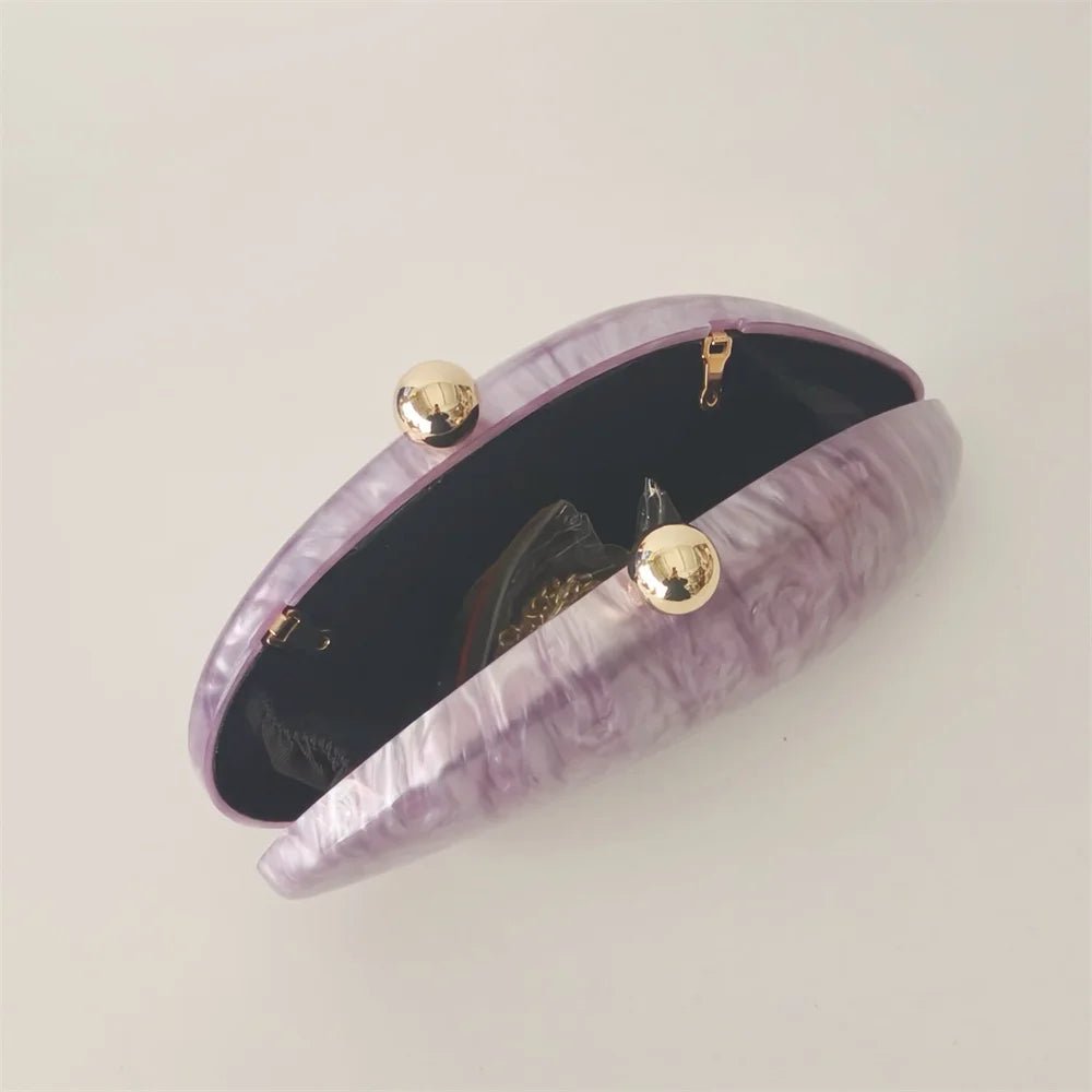 Oval Shell Acrylic Crossbody Clutch - Luzilly Bridal & Apparel