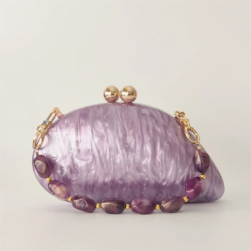 Oval Shell Acrylic Crossbody Clutch - Luzilly Bridal & Apparel