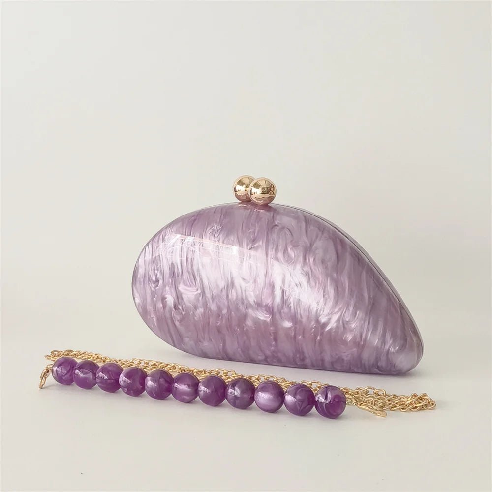 Oval Shell Acrylic Crossbody Clutch - Luzilly Bridal & Apparel