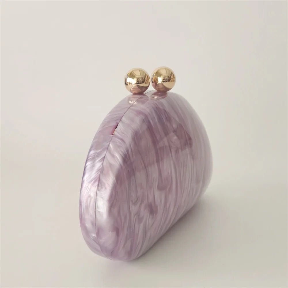 Oval Shell Acrylic Crossbody Clutch - Luzilly Bridal & Apparel