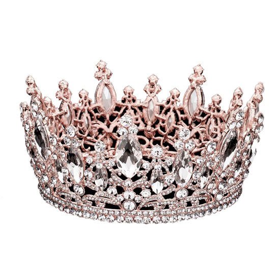 Oval Stone Accented Pageant Crown Tiara - Luzilly Bridal & Apparel