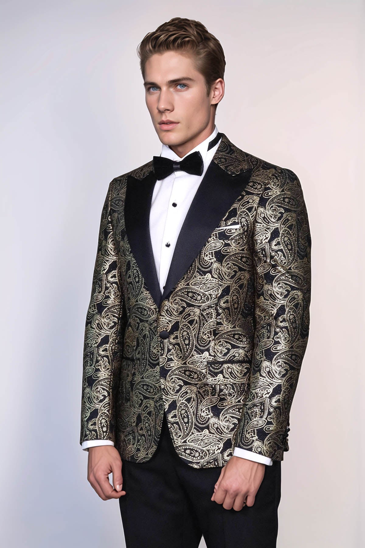 Paisley Peak Lapel Black Men Dinner Tuxedo Jacket - Wessi - Luzilly Bridal & Apparel
