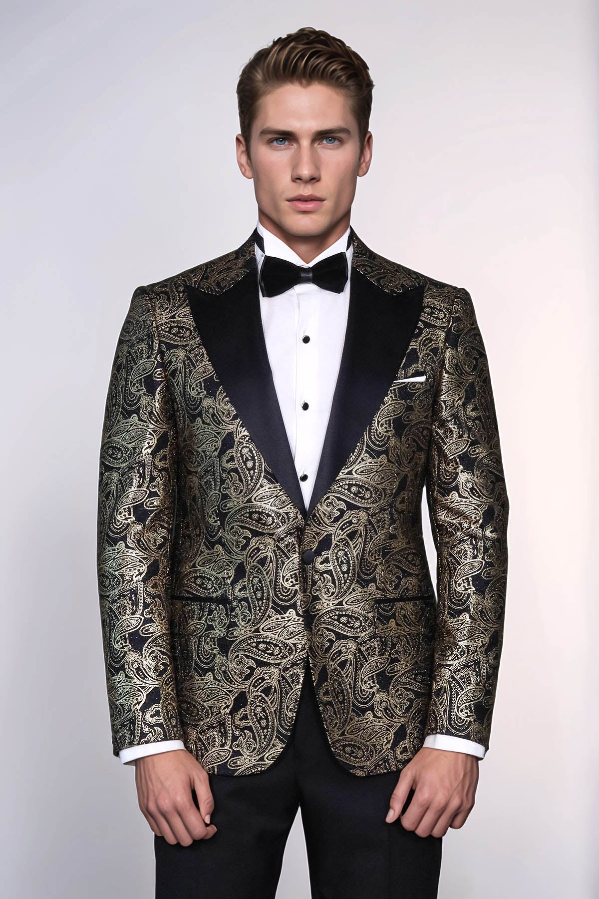 Paisley Peak Lapel Black Men Dinner Tuxedo Jacket - Wessi - Luzilly Bridal & Apparel