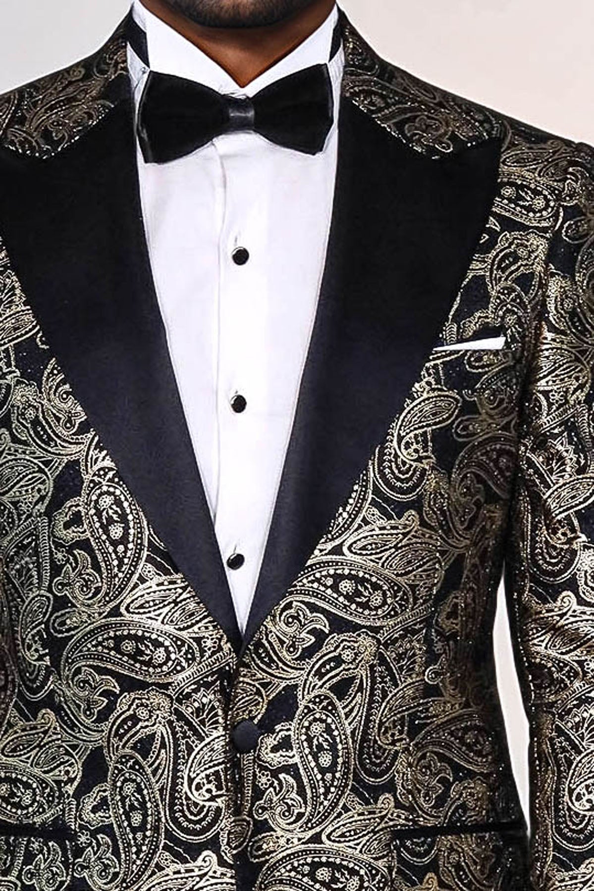 Paisley Peak Lapel Black Men Dinner Tuxedo Jacket - Wessi - Luzilly Bridal & Apparel