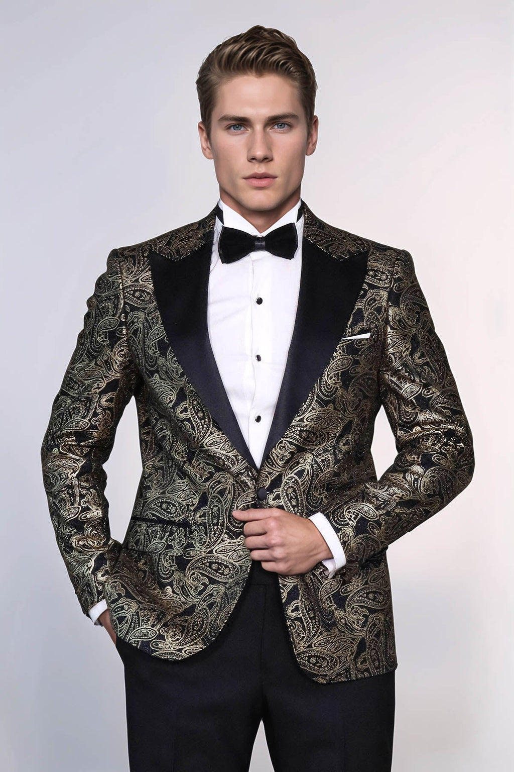 Paisley Peak Lapel Black Men Dinner Tuxedo Jacket - Wessi - Luzilly Bridal & Apparel