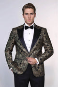 Paisley Peak Lapel Black Men Dinner Tuxedo Jacket - Wessi - Luzilly Bridal & Apparel