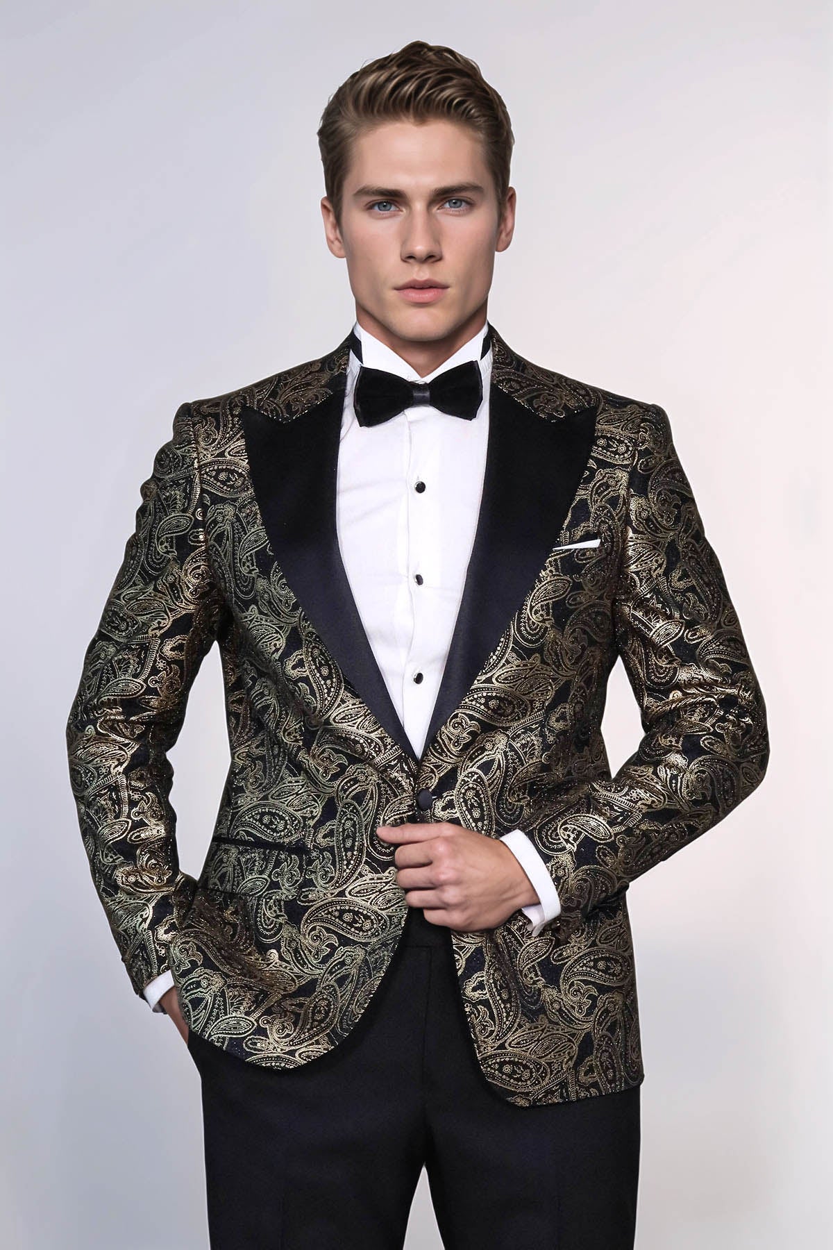 Paisley Peak Lapel Black Men Dinner Tuxedo Jacket - Wessi - Luzilly Bridal & Apparel