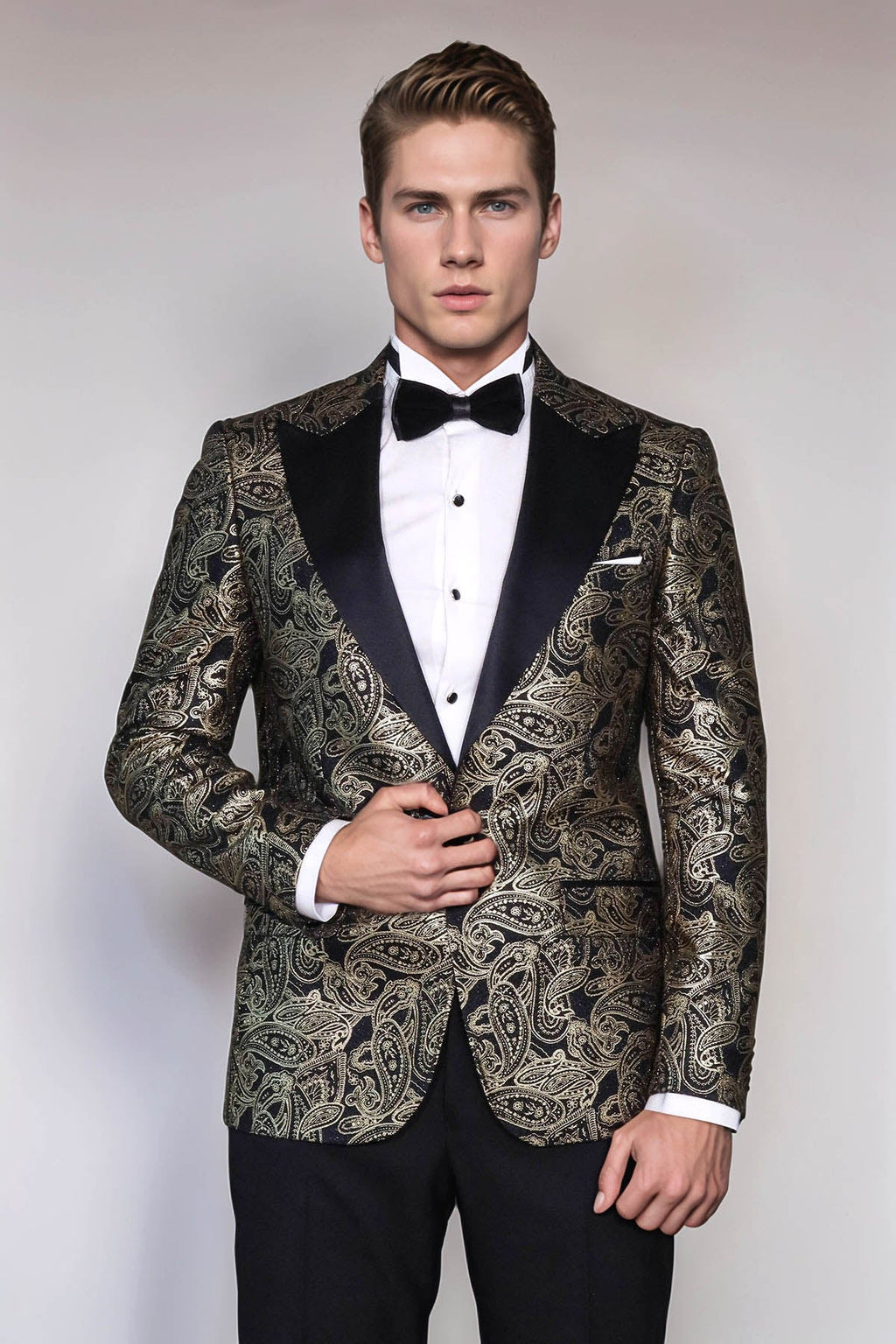 Paisley Peak Lapel Black Men Dinner Tuxedo Jacket - Wessi - Luzilly Bridal & Apparel