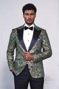 Paisley Peak Lapel Green Men Stage Tuxedo Jacket - Wessi - Luzilly Bridal & Apparel