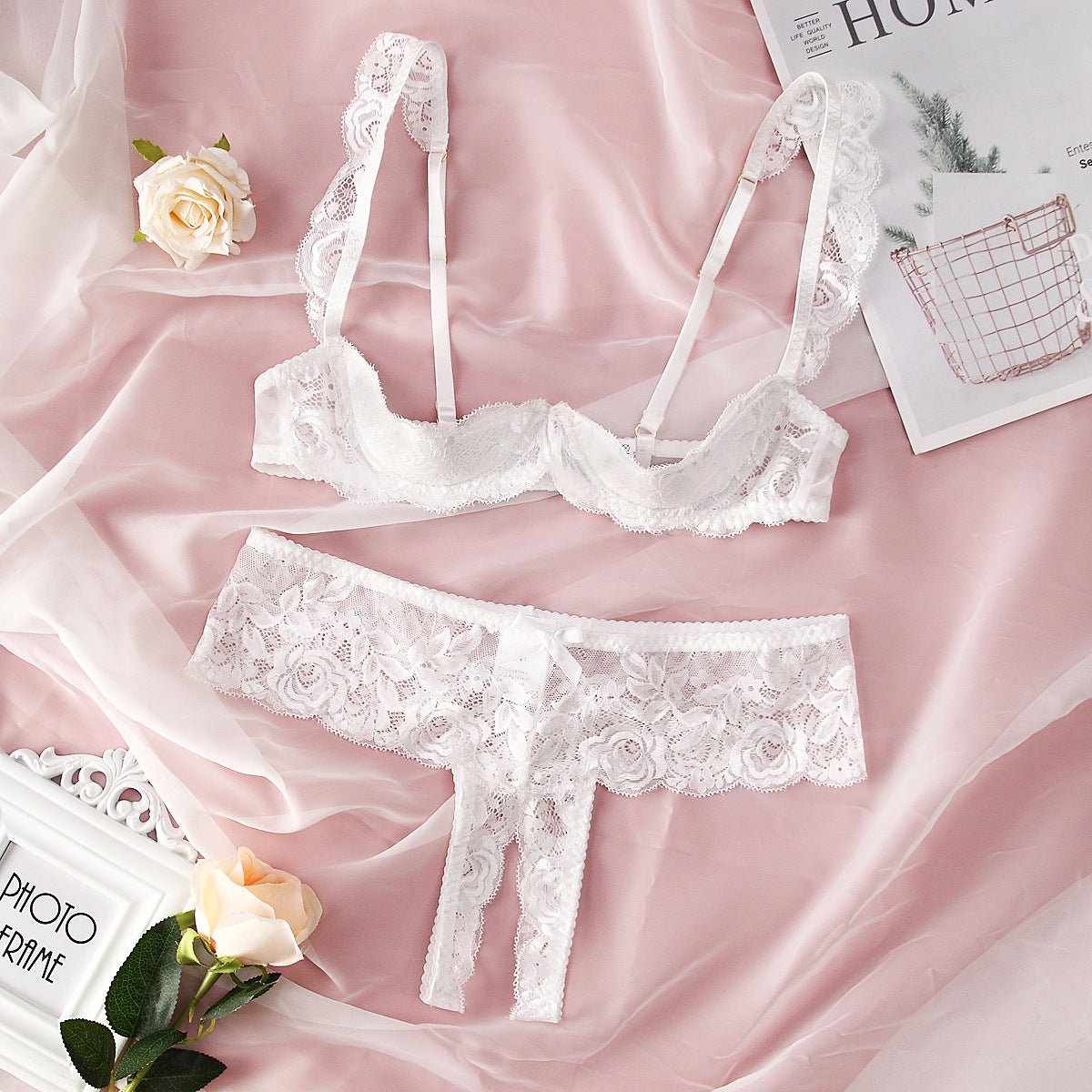 Pajamas Women Sexy Lace Sling Pajamas Two Piece Sexy Lingerie Women - Luzilly Bridal & Apparel