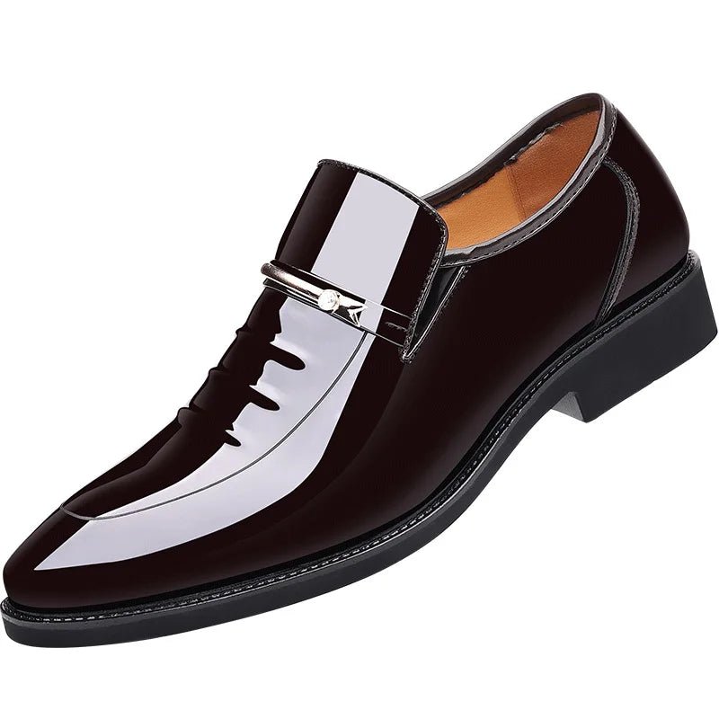 Patent Leather Shoes for Men Business Shoes Casual Point Toe Slip on Loafers for Men Luxury Party Wedding Plus Size Shoes - Luzilly Bridal & Apparel