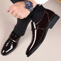 Patent Leather Shoes for Men Business Shoes Casual Point Toe Slip on Loafers for Men Luxury Party Wedding Plus Size Shoes - Luzilly Bridal & Apparel
