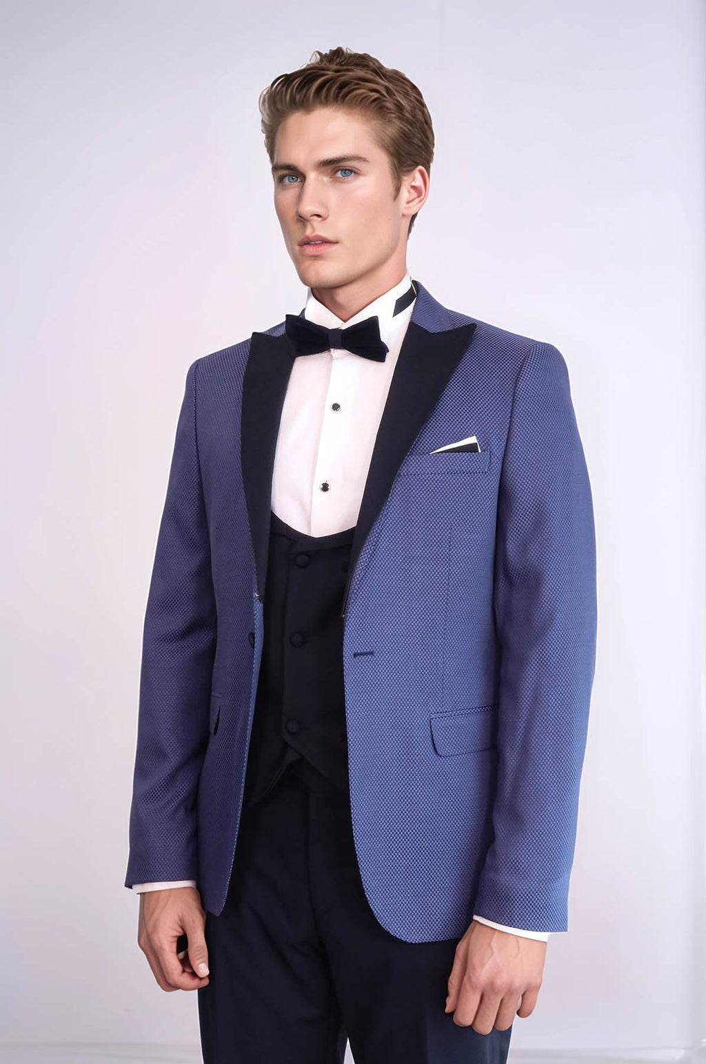 Patterned Blazer Navy Blue Mens Tuxedo - Wessi - Luzilly Bridal & Apparel