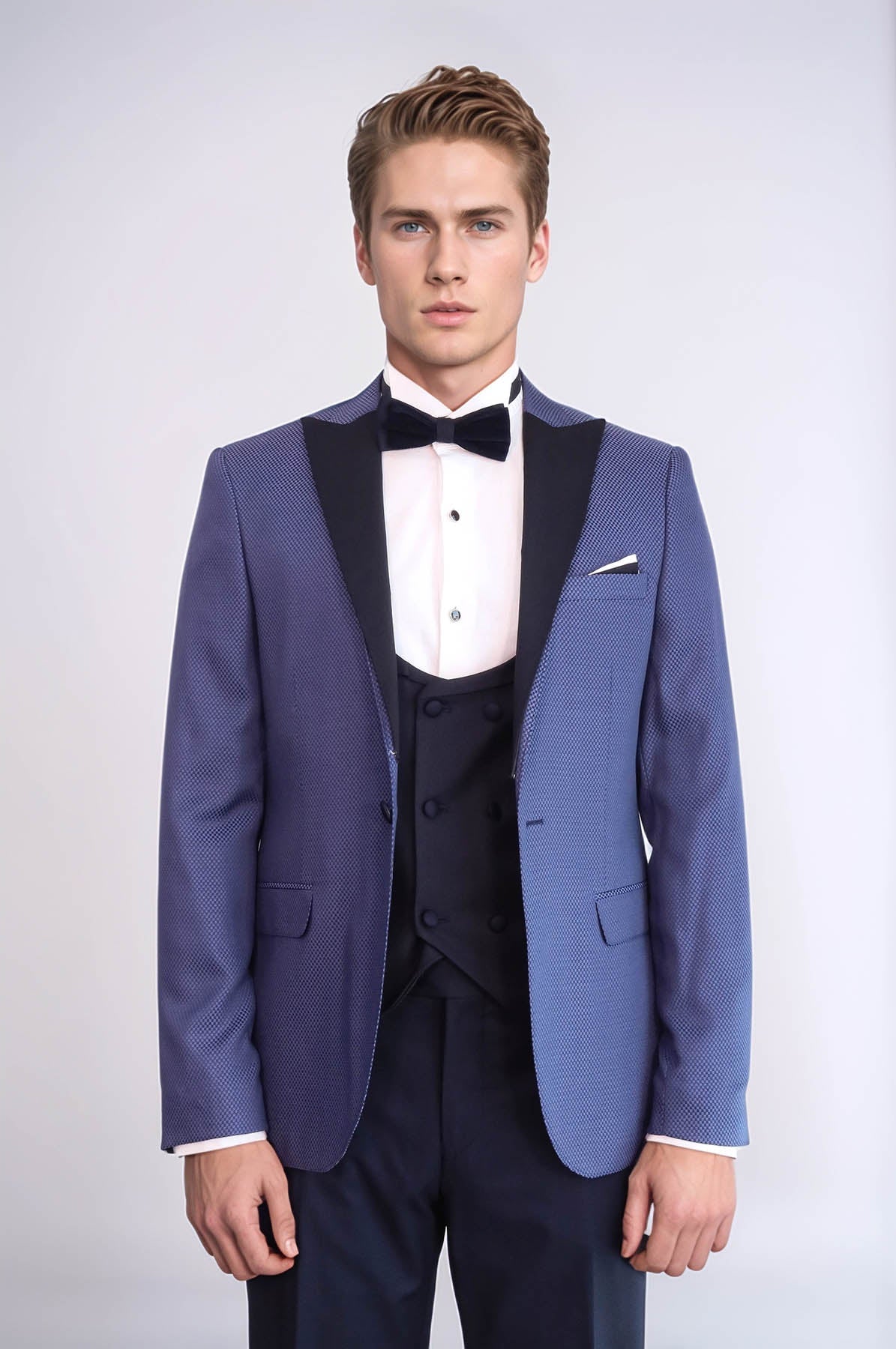 Patterned Blazer Navy Blue Mens Tuxedo - Wessi - Luzilly Bridal & Apparel