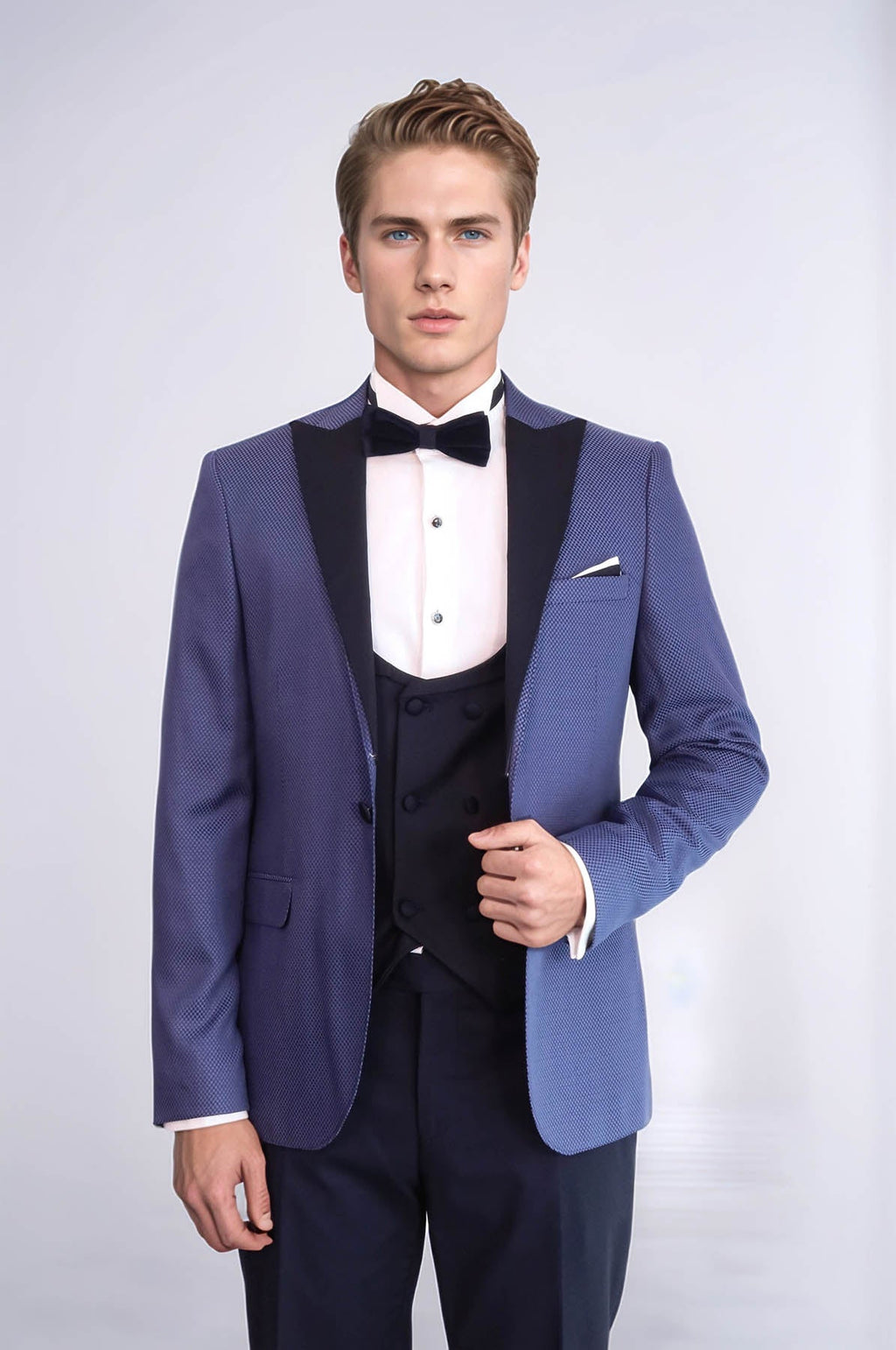 Patterned Blazer Navy Blue Mens Tuxedo - Wessi - Luzilly Bridal & Apparel