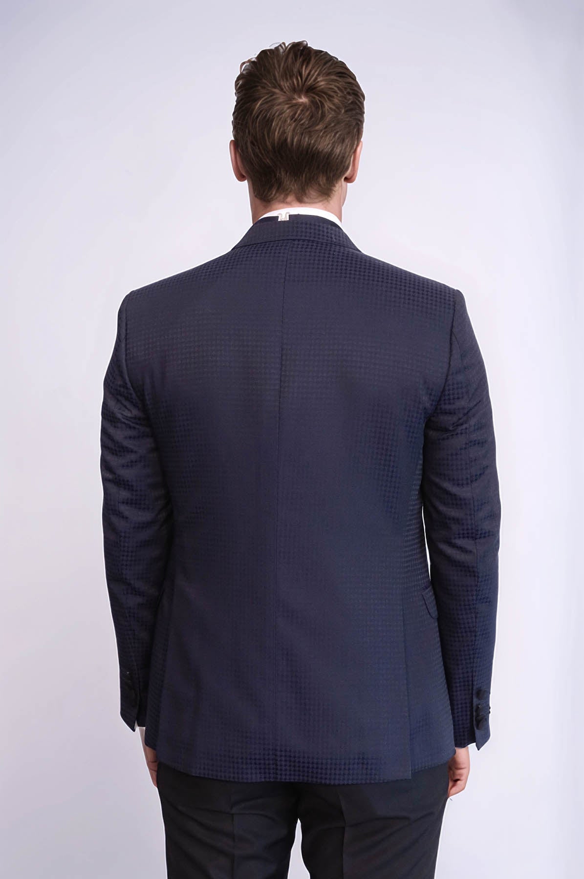 Patterned Jacket Combined Navy Blue Tuxedo | Wessi - Luzilly Bridal & Apparel