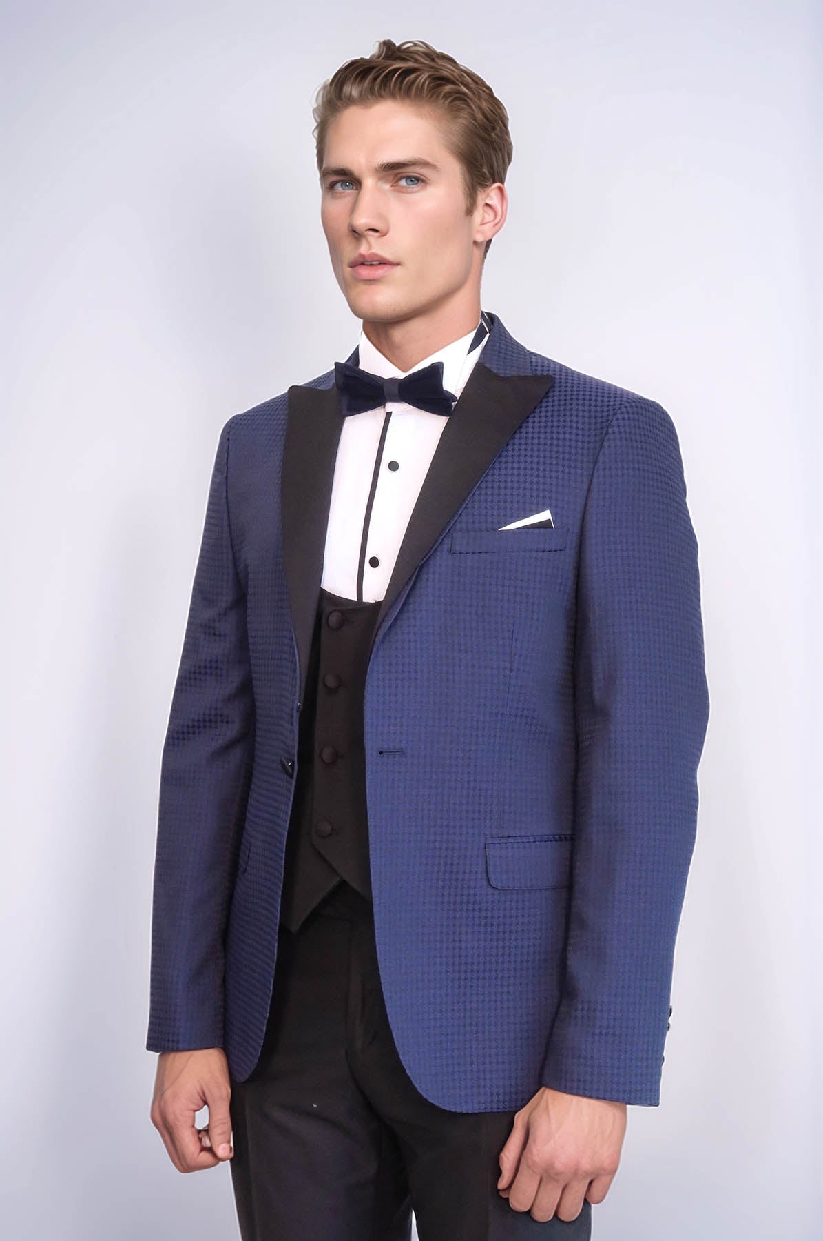 Patterned Jacket Navy Blue Tuxedo | Wessi - Luzilly Bridal & Apparel