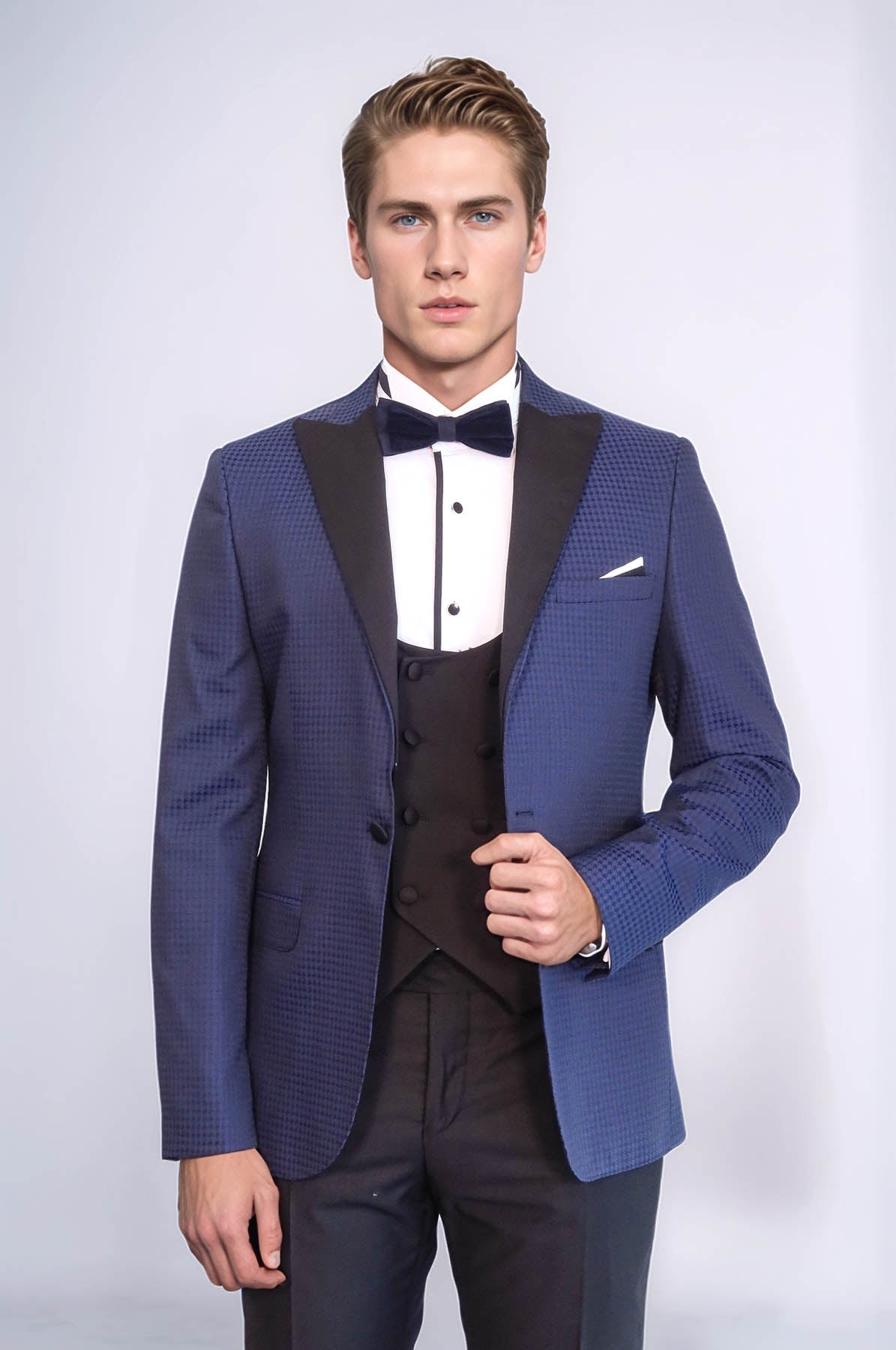 Patterned Jacket Navy Blue Tuxedo | Wessi - Luzilly Bridal & Apparel