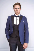 Patterned Jacket Navy Blue Tuxedo | Wessi - Luzilly Bridal & Apparel