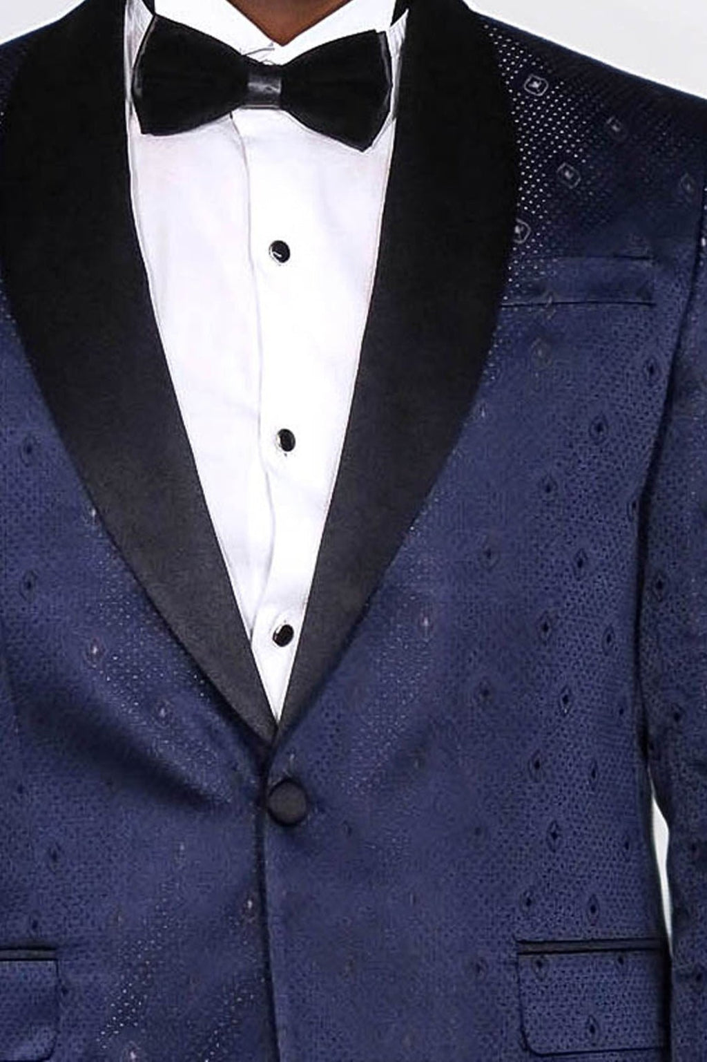 Patterned Shawl Lapel Navy Blue Men Tuxedo Jacket - Wessi - Luzilly Bridal & Apparel