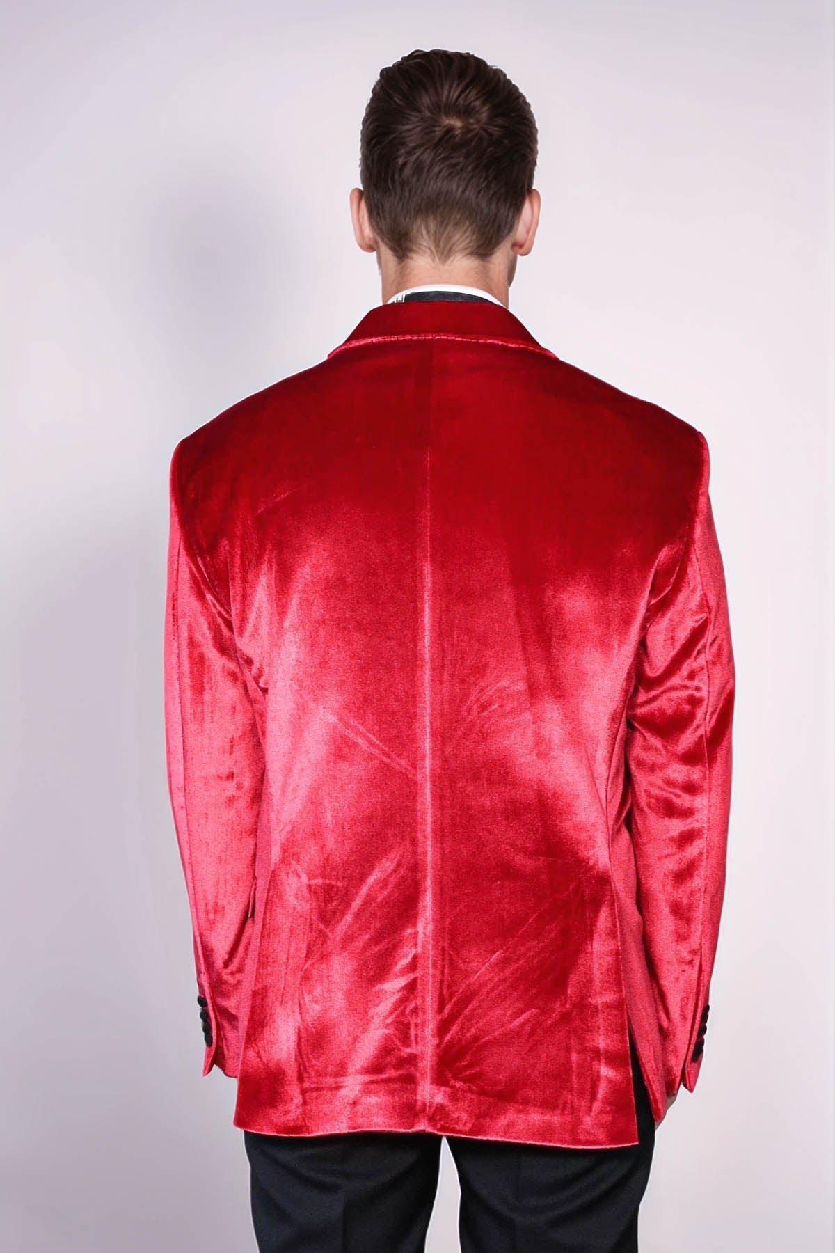 Peak Lapel Velvet Red Men Wedding Tuxedo Blazer - Wessi - Luzilly Bridal & Apparel