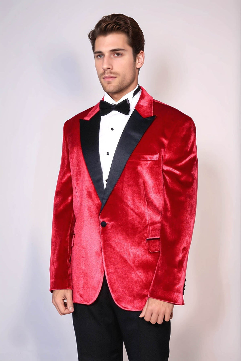 Peak Lapel Velvet Red Men Wedding Tuxedo Blazer - Wessi - Luzilly Bridal & Apparel
