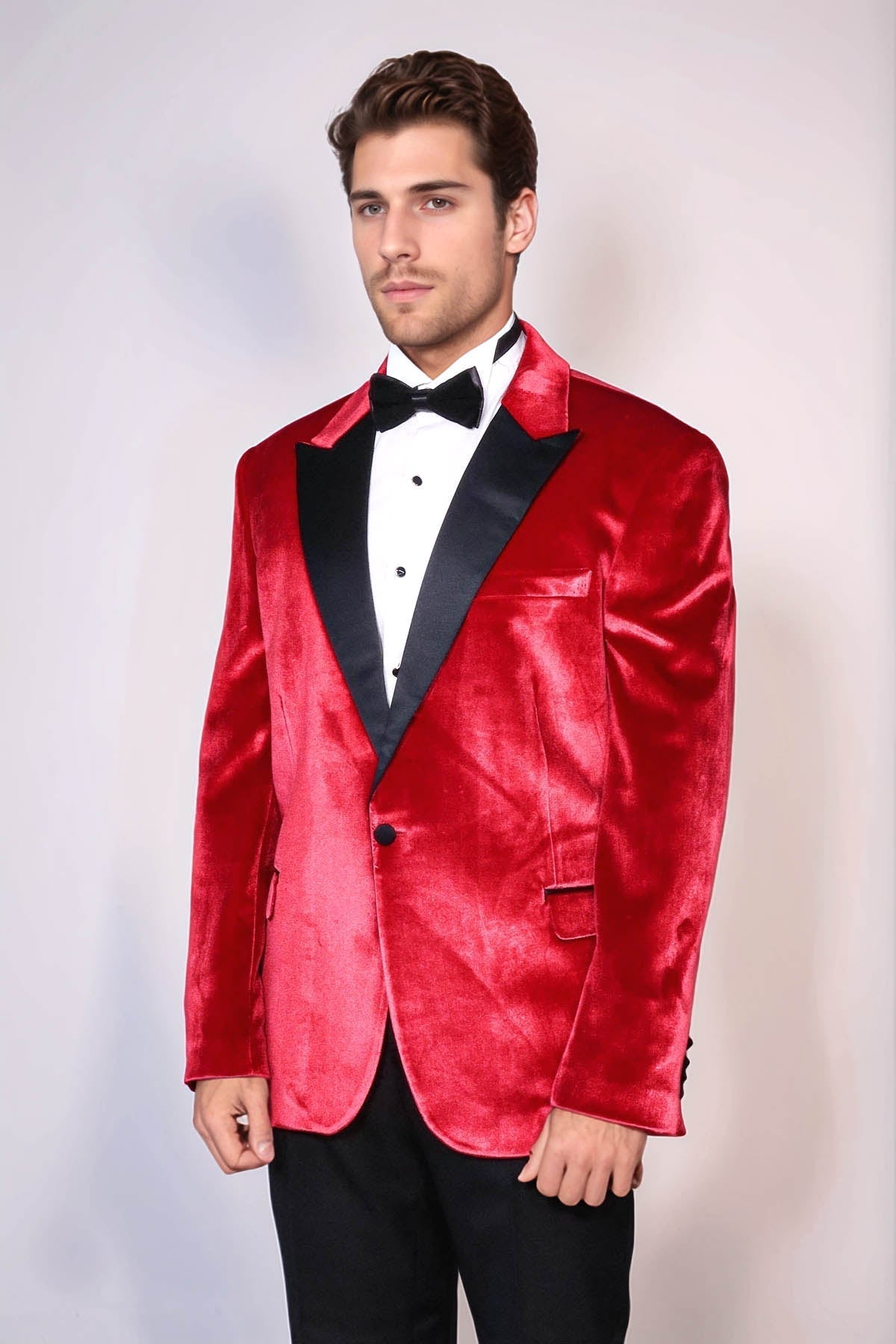 Peak Lapel Velvet Red Men Wedding Tuxedo Blazer - Wessi - Luzilly Bridal & Apparel