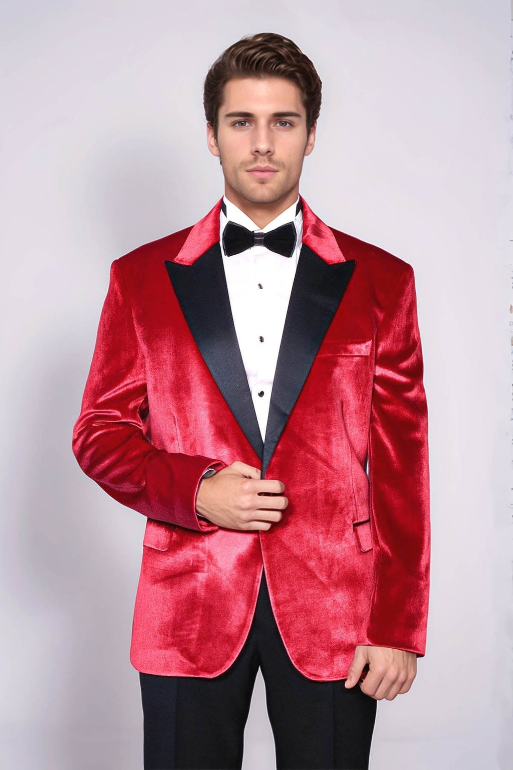 Peak Lapel Velvet Red Men Wedding Tuxedo Blazer - Wessi - Luzilly Bridal & Apparel