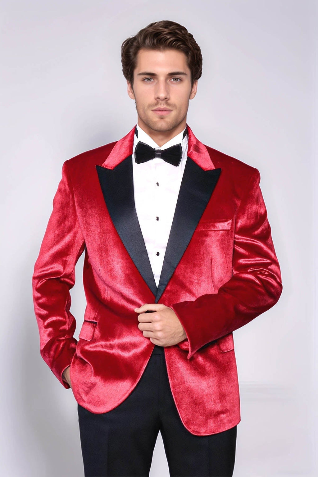 Peak Lapel Velvet Red Men Wedding Tuxedo Blazer - Wessi - Luzilly Bridal & Apparel