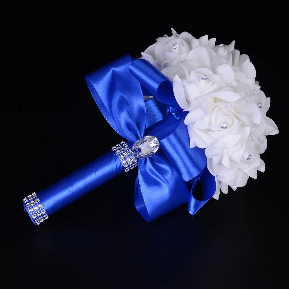 Pearl and Crystal Rose Bridesmaid Bouquet - Luzilly Bridal & Apparel
