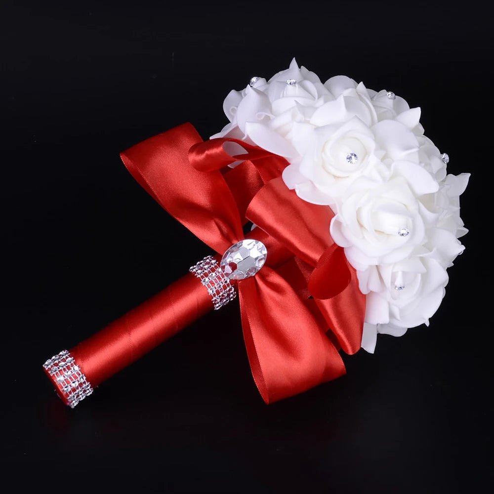 Pearl and Crystal Rose Bridesmaid Bouquet - Luzilly Bridal & Apparel