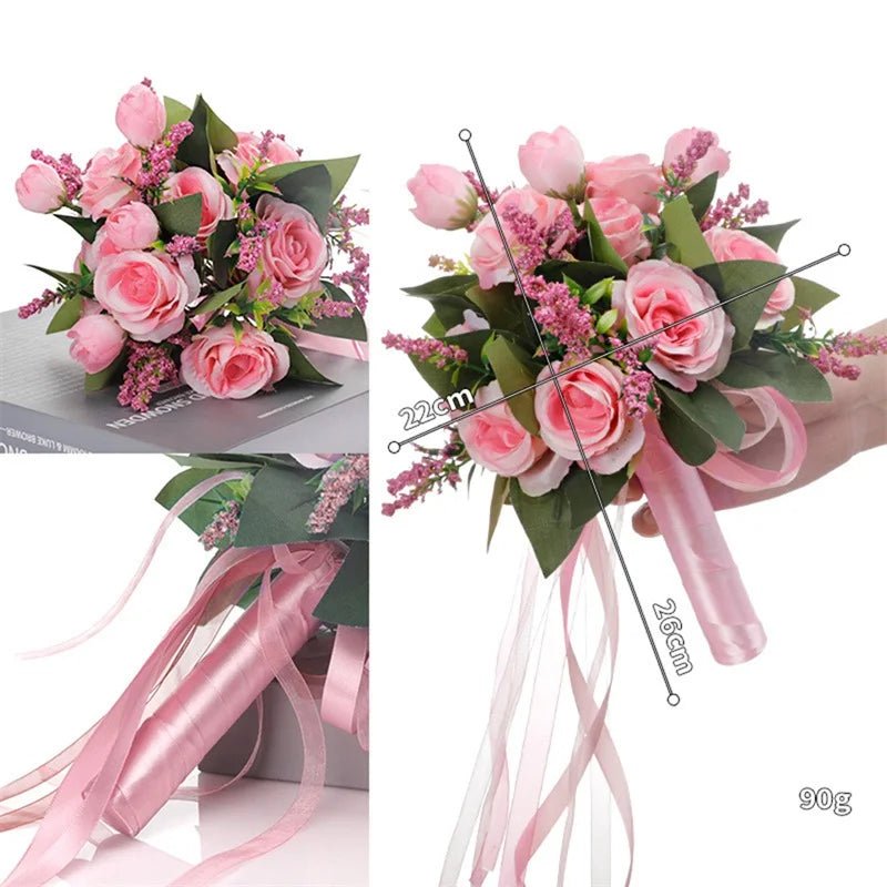 Pearl and Crystal Rose Bridesmaid Bouquet - Luzilly Bridal & Apparel