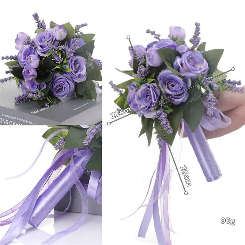 Pearl and Crystal Rose Bridesmaid Bouquet - Luzilly Bridal & Apparel