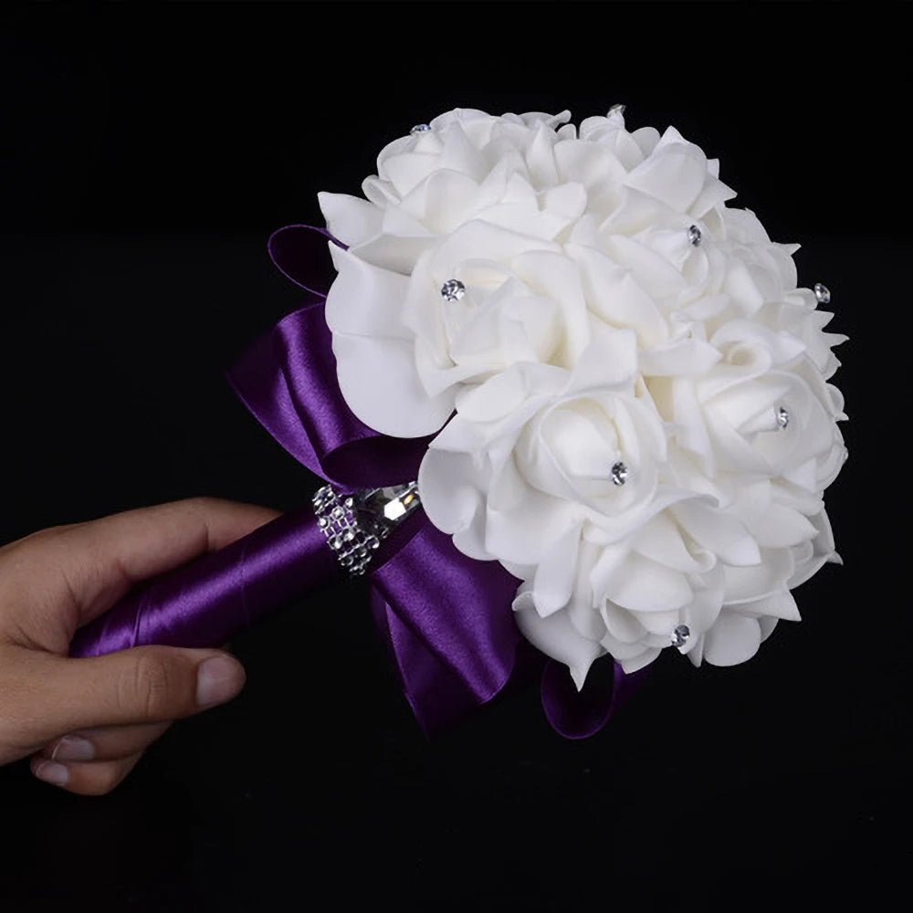 Pearl and Crystal Rose Bridesmaid Bouquet - Luzilly Bridal & Apparel