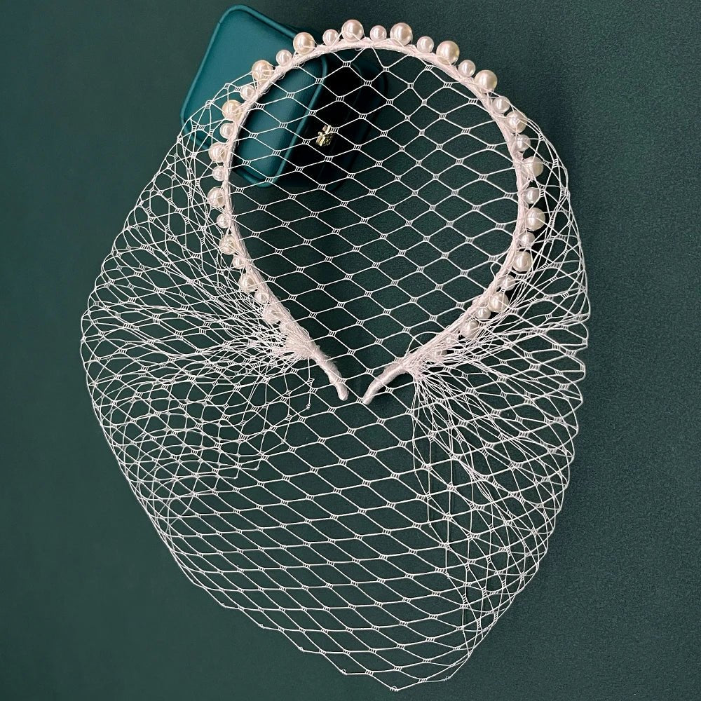 Pearl Beaded Birdcage Wedding Veil - Luzilly Bridal & Apparel