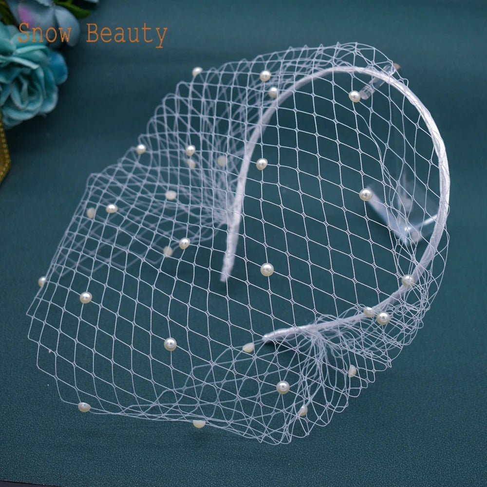 Pearl Beaded Birdcage Wedding Veil - Luzilly Bridal & Apparel