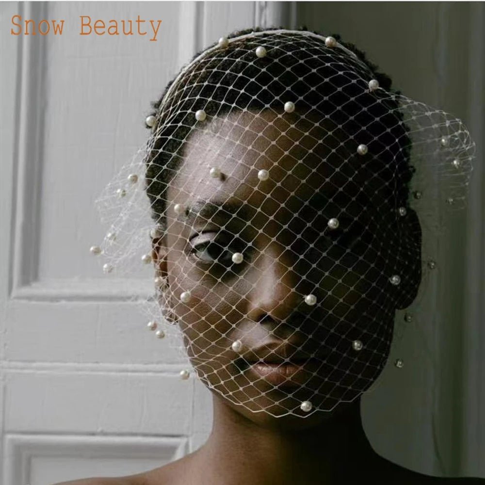 Pearl Beaded Birdcage Wedding Veil - Luzilly Bridal & Apparel