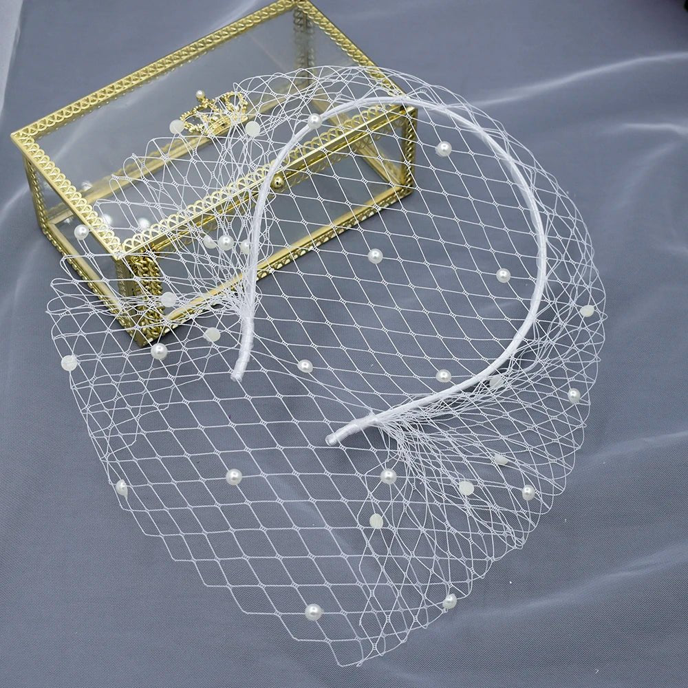 Pearl Beaded Birdcage Wedding Veil - Luzilly Bridal & Apparel