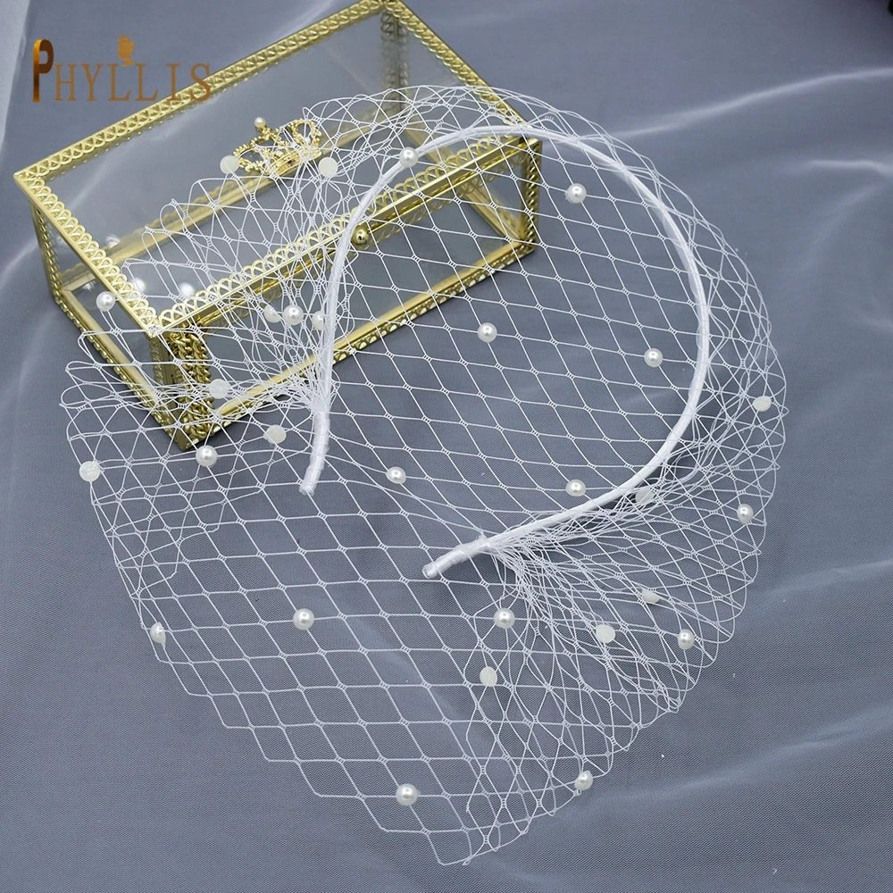Pearl Beaded Birdcage Wedding Veil - Luzilly Bridal & Apparel