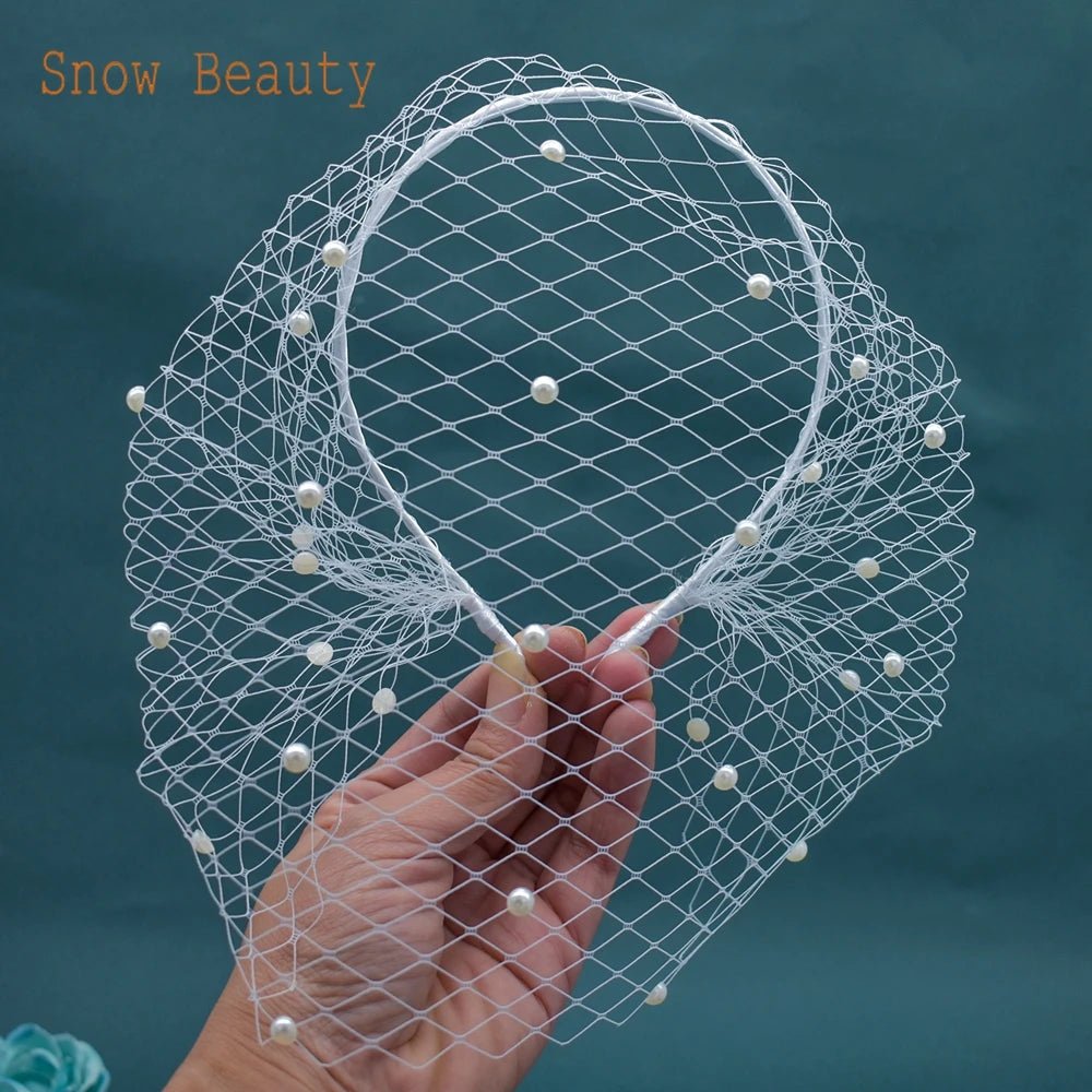 Pearl Beaded Birdcage Wedding Veil - Luzilly Bridal & Apparel