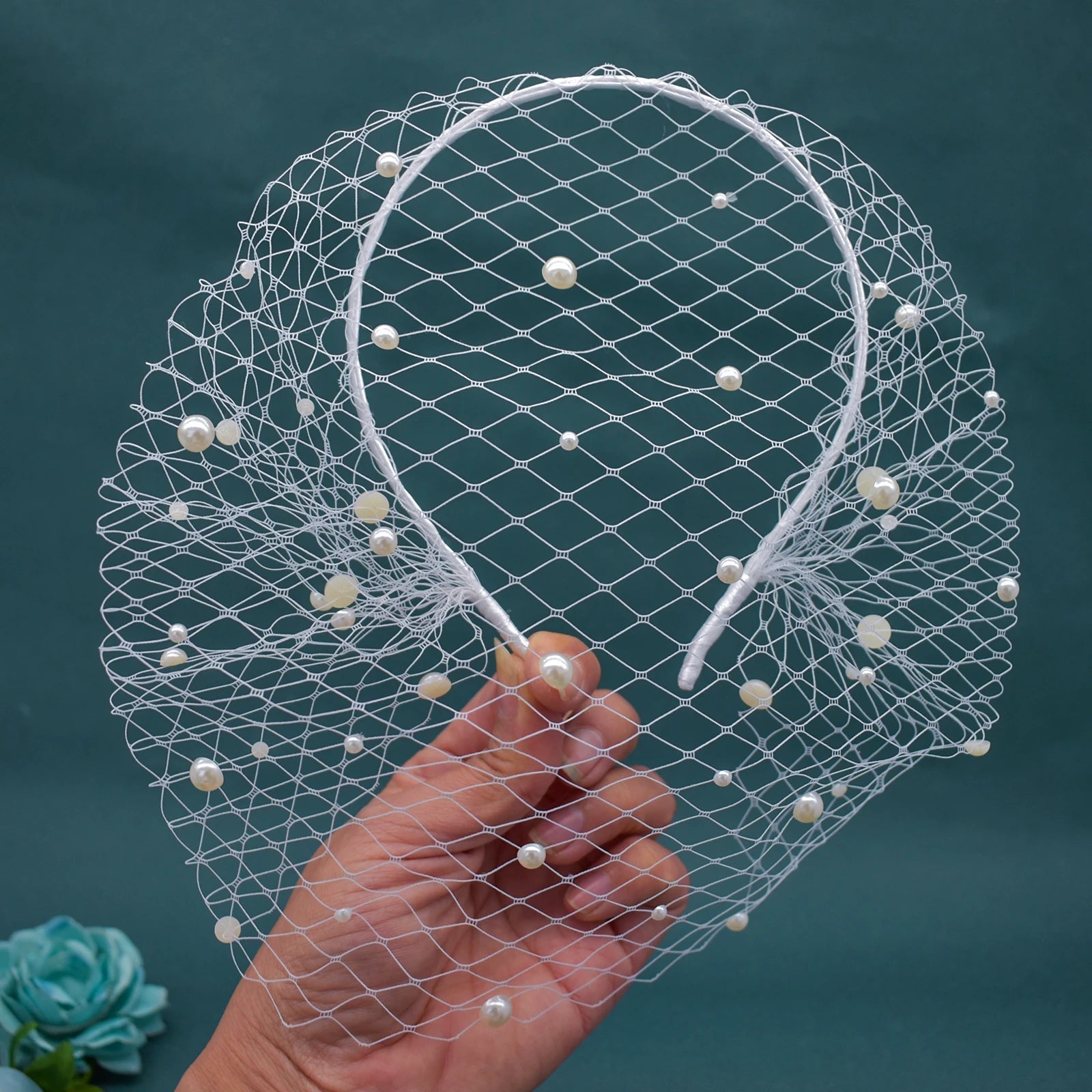 Pearl Beaded Birdcage Wedding Veil - Luzilly Bridal & Apparel