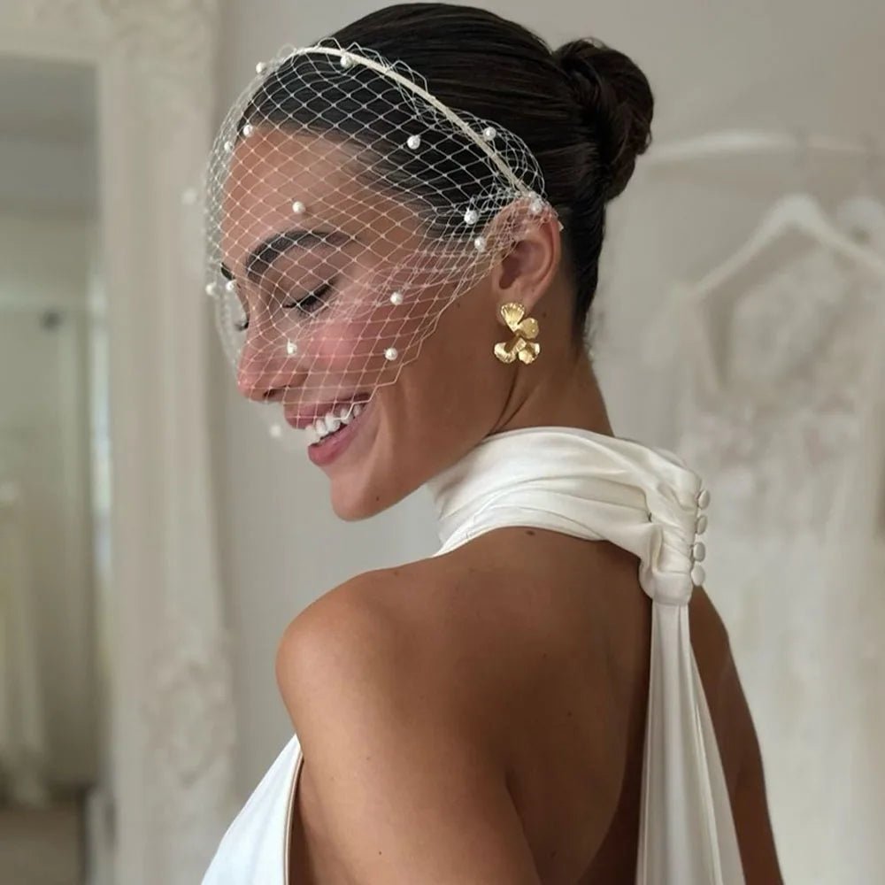 Pearl Beaded Birdcage Wedding Veil - Luzilly Bridal & Apparel
