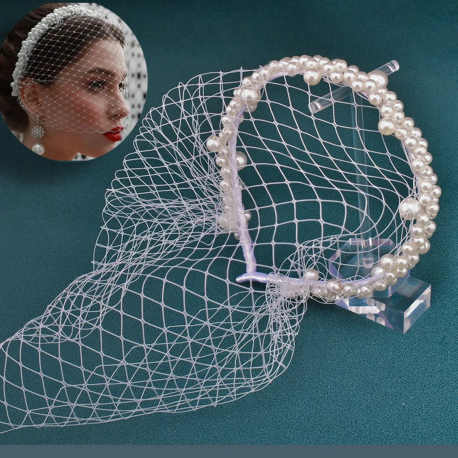 Pearl Beaded Birdcage Wedding Veil - Luzilly Bridal & Apparel
